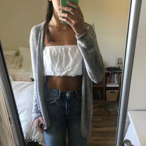 Grey Woven Oversized Cardigan